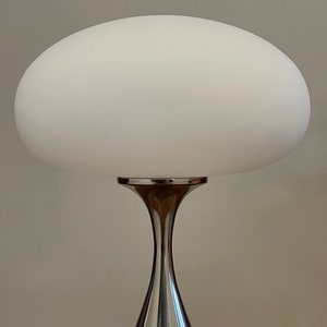 Mid-Century Modern Design Mushroom Table Lamp by Designline in Chrome Danish Knoll Herman Miller Style