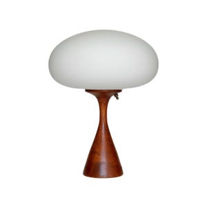Mid-Century Danish Modern Design Turned Teak Mushroom Table Lamp by Designline  - Vintage Nordic Modern Style