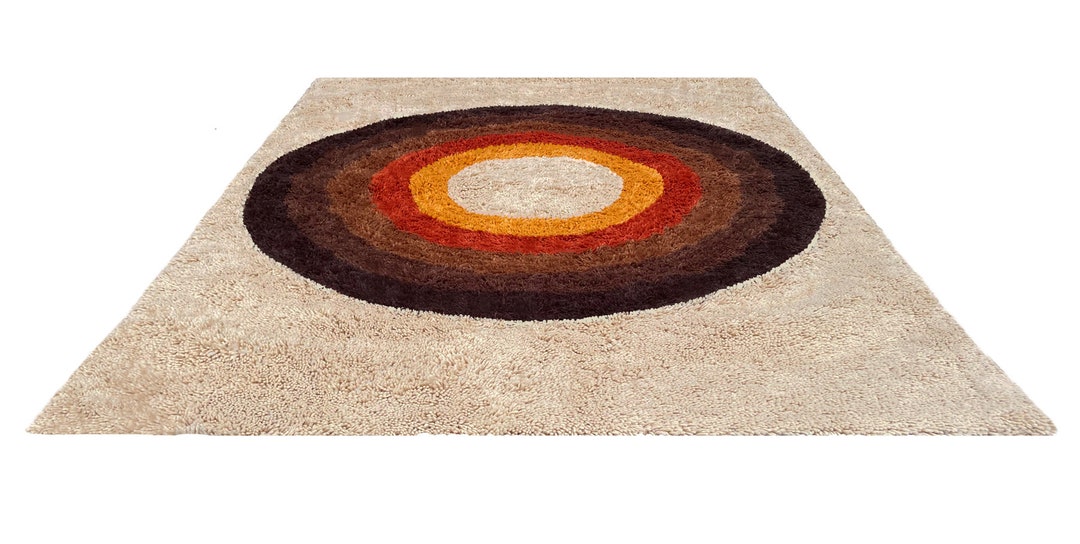 5 X 7 Mid Century Modern Rya Style Shag Rug After Panton Print Danish ...