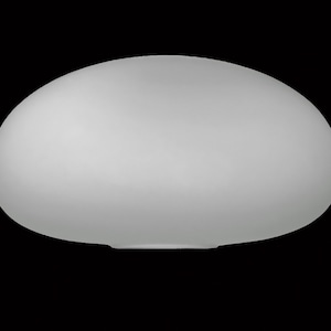 May include: A white, frosted glass lampshade in the shape of a large, smooth oval.