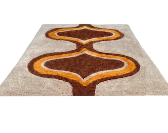 5 X 7 Mid Century Modern Rya Style Shag Rug Space Age Kartell Umbo Print