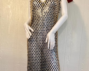1970s Paco Rabanne Chainmail Dress: Black & Gold Evening Gown - Etsy
