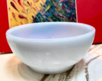 Rare Vintage Fire King Delphite Blue Turquoise 5" Cereal Soup Chili Bowl 1940s Translucent