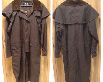 Vintage Long Sidney Oilskin Co. Australia Oilcloth Drover Coat Duster 42 44 Men's Medium
