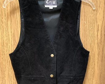 1970s XS Small Black Leather Suede Vest Global ID 35 Inch Chest See Condition