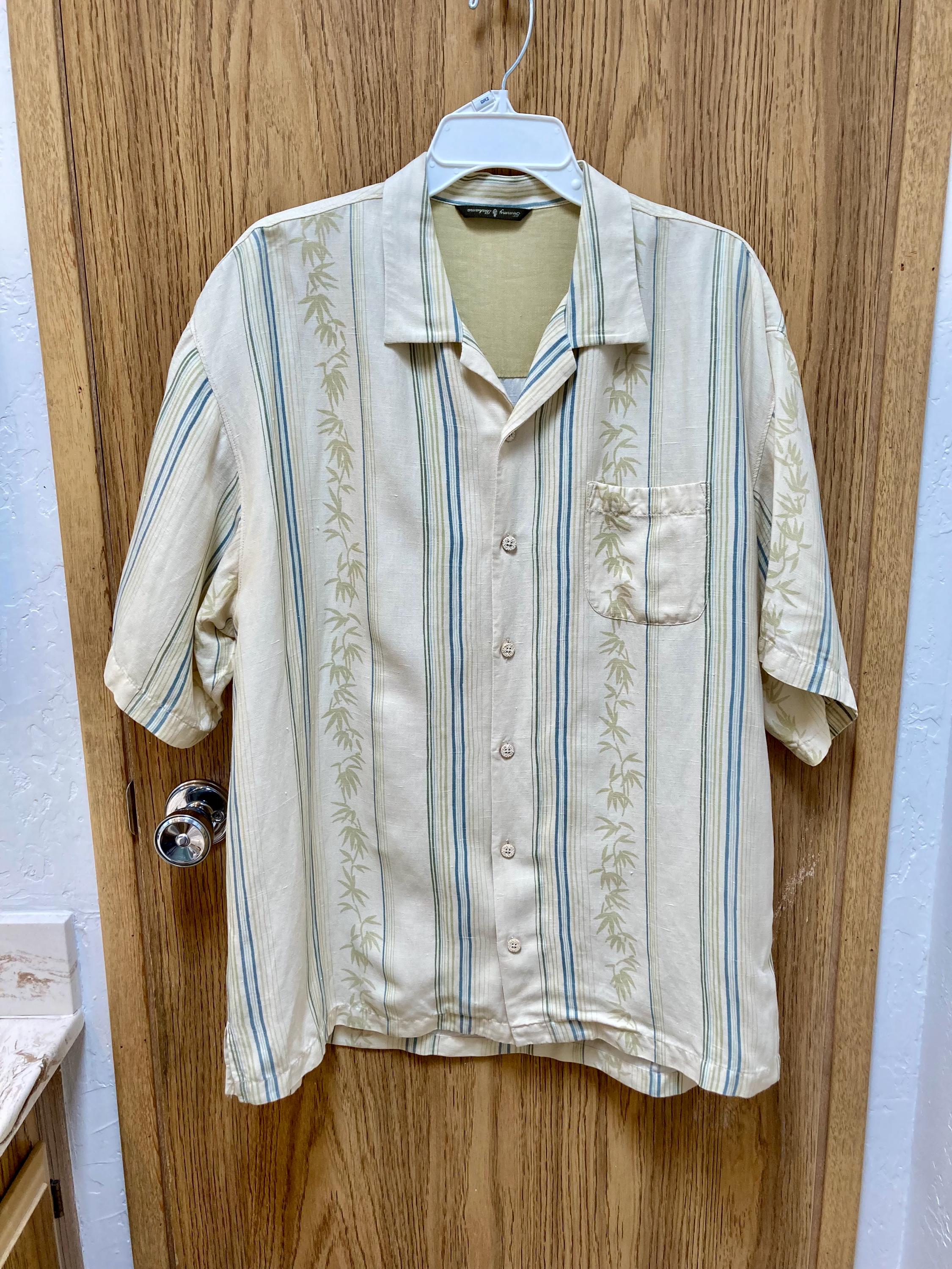 【KOSUKE 】 Bahama SILK shirts 90s Vintage Tommy Bahama Silk Shirt Mens XL Camp Shirt Chambray