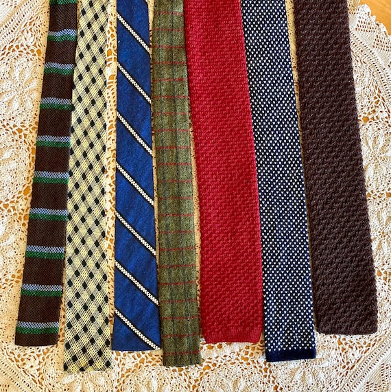 40s 50s 60s Square Skinny End Neckties Wool Rockabilly Punk