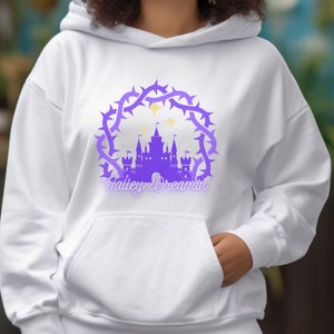 Valley Dreamin' | Cute Dream Light Night Thorns Castle | Women Girl Cozy Casual Gamer Gift | Soft Unisex Gildan 18500 Heavy Pullover Hoodie