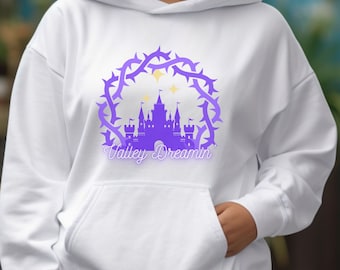 Valley Dreamin' | Cute Dream Light Night Thorns Castle | Women Girl Cozy Casual Gamer Gift | Soft Unisex Gildan 18500 Heavy Pullover Hoodie