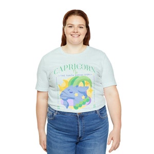 Zodiac Star Sign Astrology Lover Gift Capricorn Ambitious Confident Kawaii Inspired Star Moon Cloud Unisex Short Sleeve Tee