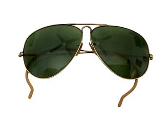 Vintage B&L Ray Ban Gold Filled 1980s Sunglasses w/Green Lens