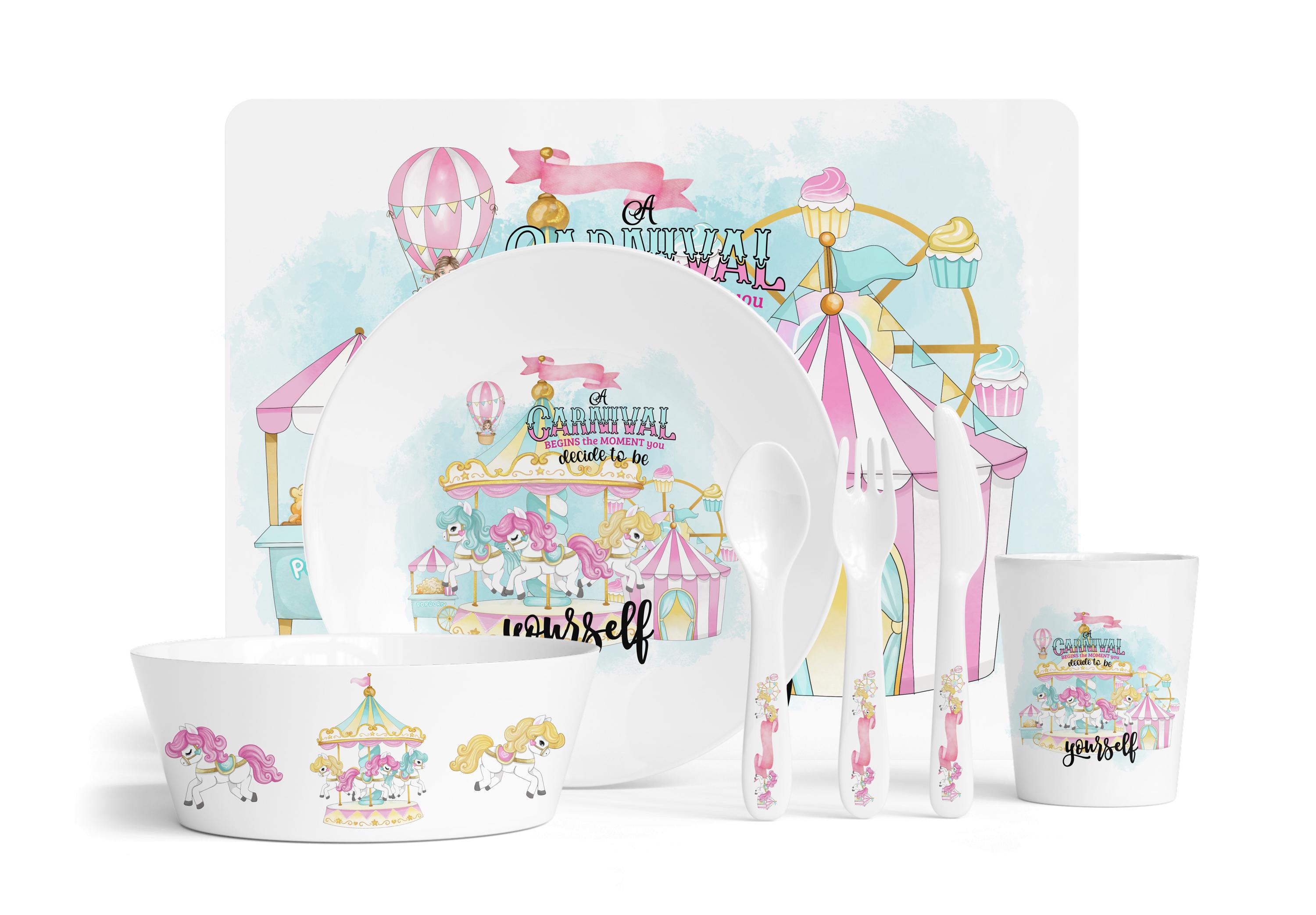 Carnival Carousel Dinnerware Set PNG, Sublimation Print (digital ...