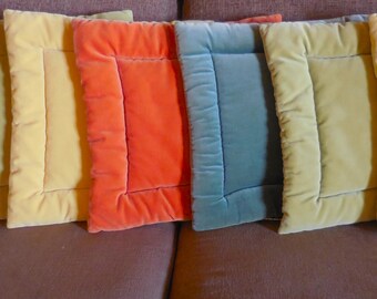 Square Velour Tufted Pillows | Bright Retro Boho Home Decor