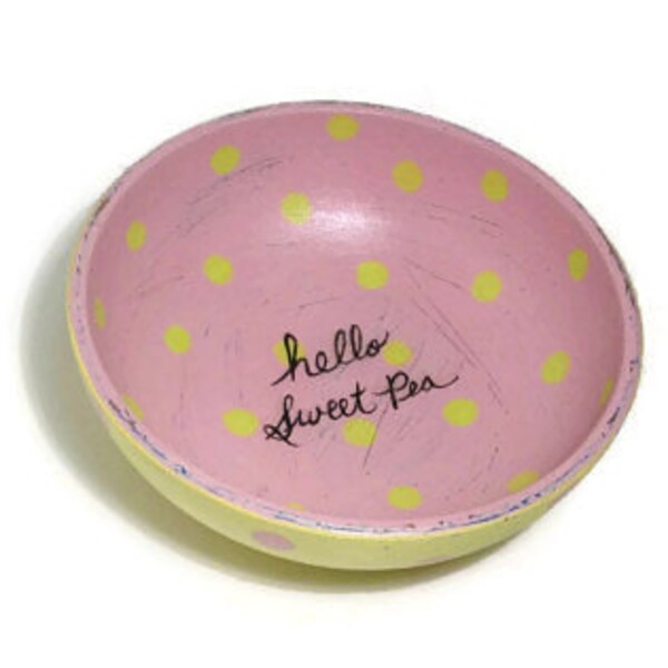 Hand Painted Polka Dot Wooden Bowl | FREE SHIPPING