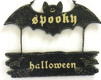Spooky Halloween Bat Sign | Hand Painted Halloween Sign