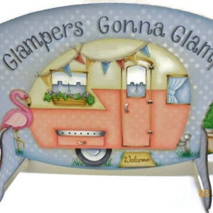 Glampers Gonna Glamp Sign Retro Camper Sign Vintage Style Trailer Camping Sign image 3