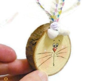 Cute Bunny Wood Slice Ornament