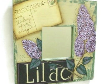 Spring Lilac Mirror Frame – Hand Painted Postcard Design