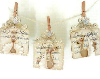 Hertenornament | Tole geschilderde filigraan houten vierkanten | Mixed Media-ornamenten