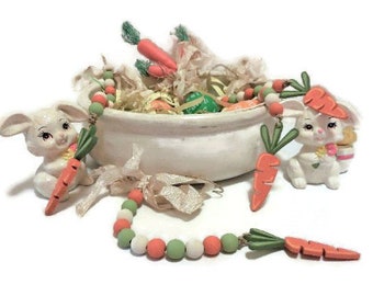 Carrot And Bead Garland | Green Orange and White Bead Garland With Carrot Cutout