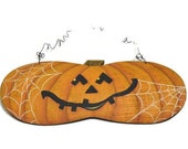 Pumpkin Painted on Pumpkin Shaped Barrel Stave