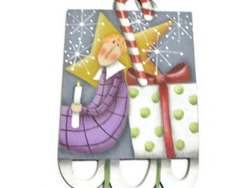 Whimsical Angel Hand Painted Ornament