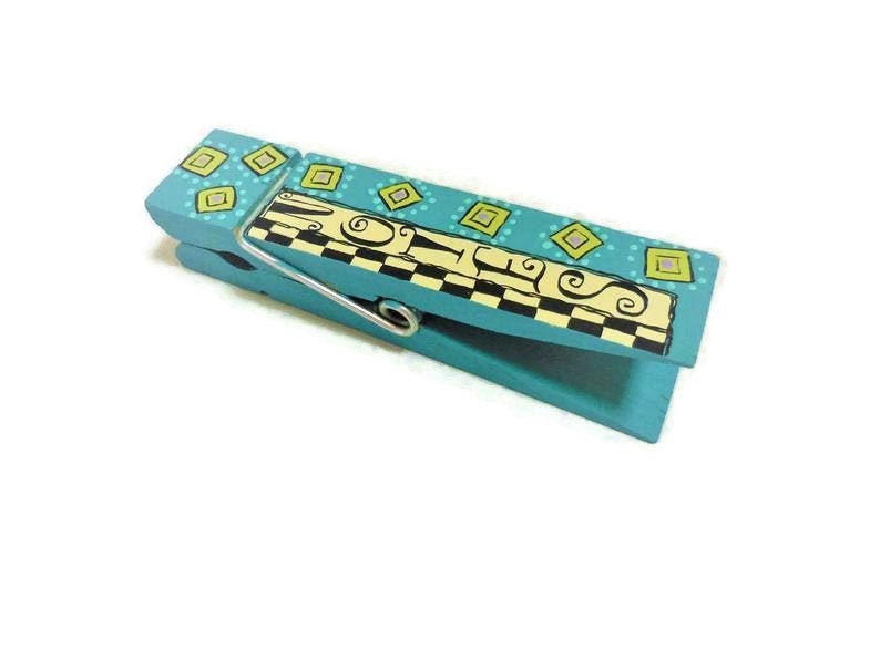 Large Wood Clothespin Note Holder Six Inch Tole Painted Note Etsy