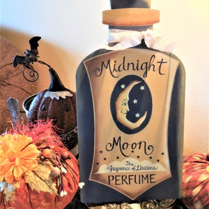 Midnight Moon Perfume Tole Painted Sign Wood Perfume Bottle Shape Sign image 4