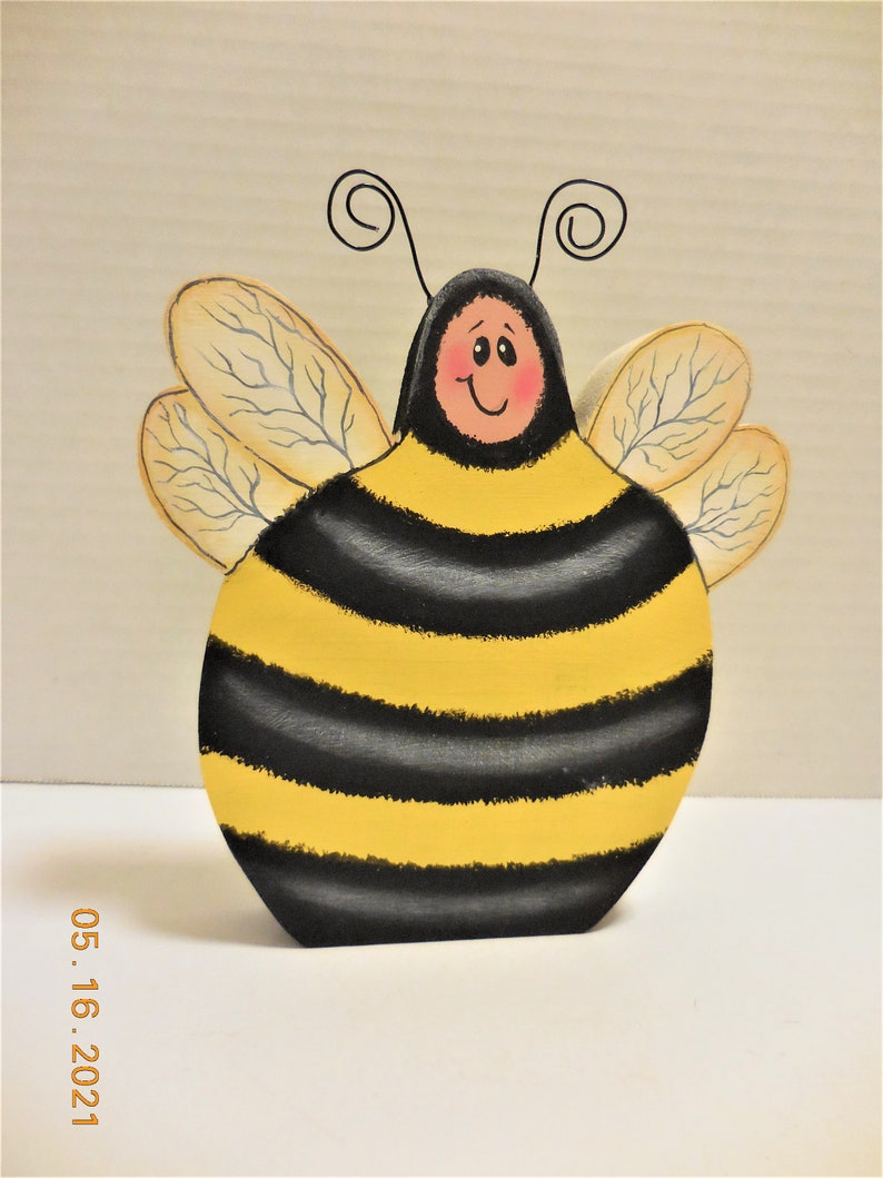 Honey Bee Tiered Tray Decor Tole Painted Bee Shelf Sitter Bumble Bee Decoration image 2