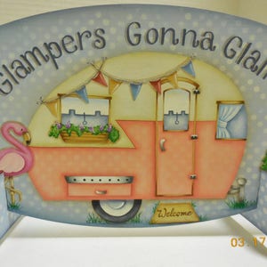 Glampers Gonna Glamp Sign Retro Camper Sign Vintage Style Trailer Camping Sign image 4