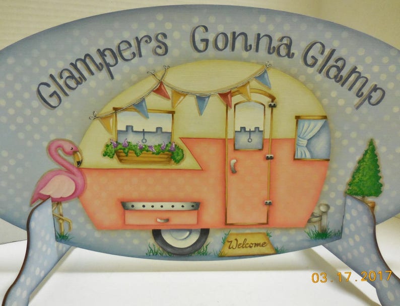 Glampers Gonna Glamp Sign Retro Camper Sign Vintage Style Trailer Camping Sign image 4