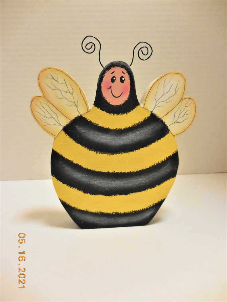 Honey Bee Tiered Tray Decor Tole Painted Bee Shelf Sitter Bumble Bee Decoration image 3