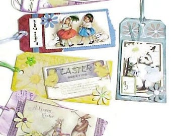 Handmade Easter Tags With Vintage Images