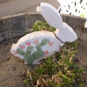 Wooden Jack Rabbit With Cactus Design Southwestern Style Rabbit Figure image 5