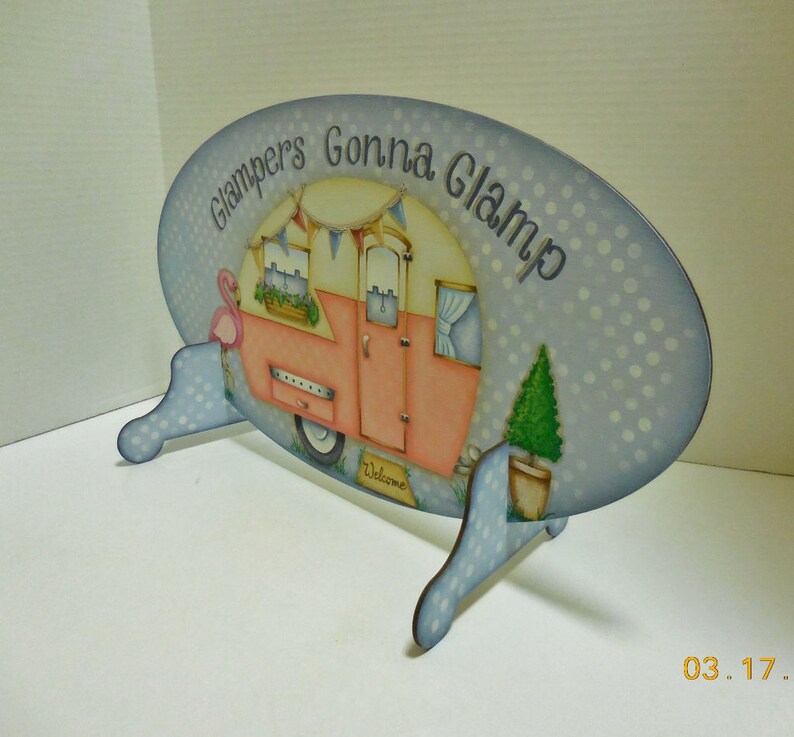 Glampers Gonna Glamp Sign Retro Camper Sign Vintage Style Trailer Camping Sign image 5