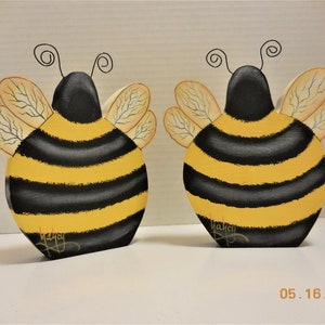 Honey Bee Tiered Tray Decor Tole Painted Bee Shelf Sitter Bumble Bee Decoration image 4
