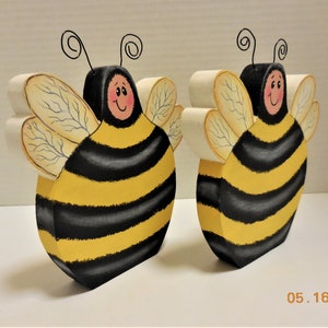 Honey Bee Tiered Tray Decor Tole Painted Bee Shelf Sitter Bumble Bee Decoration image 6