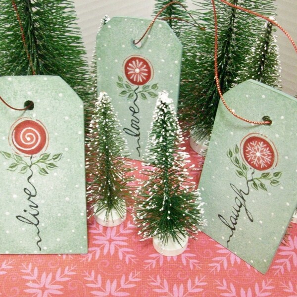 Christmas Ornament Tags, Live,Laugh,Love