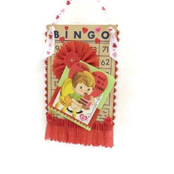 Handmade Bingo Card & Vintage Valentine Decoration