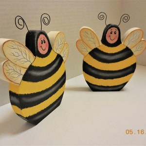 Honey Bee Tiered Tray Decor Tole Painted Bee Shelf Sitter Bumble Bee Decoration image 8