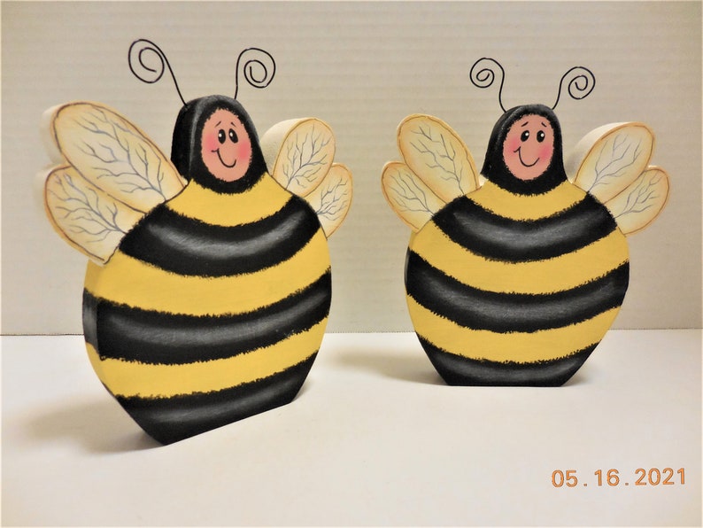 Honey Bee Tiered Tray Decor Tole Painted Bee Shelf Sitter Bumble Bee Decoration image 10