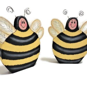 Honey Bee Tiered Tray Decor Tole Painted Bee Shelf Sitter Bumble Bee Decoration image 1