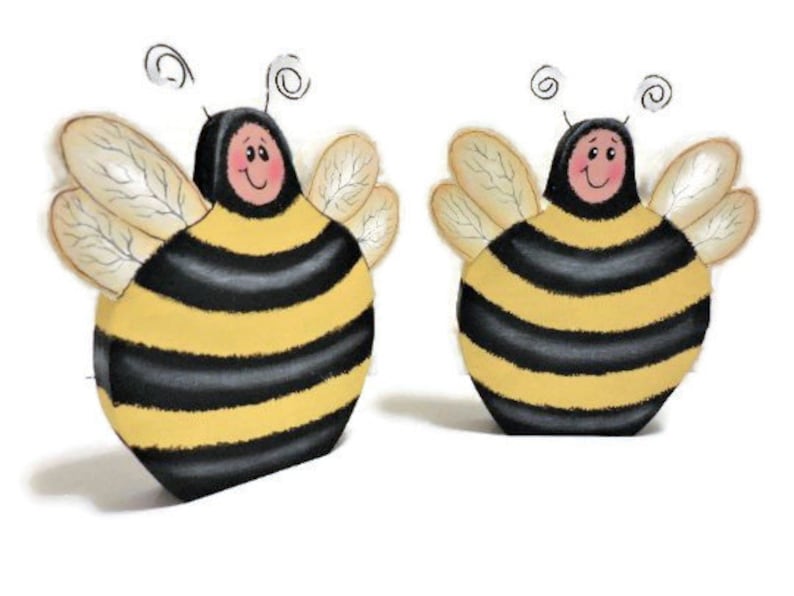 Honey Bee Tiered Tray Decor Tole Painted Bee Shelf Sitter Bumble Bee Decoration image 1