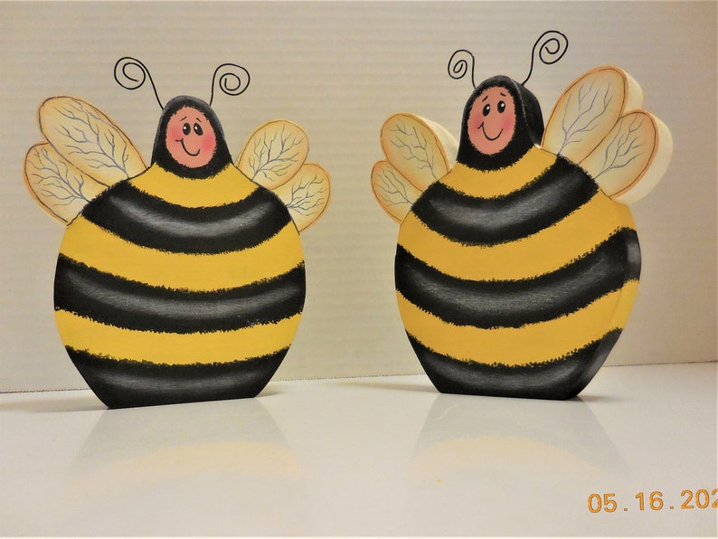 Honey Bee Tiered Tray Decor Tole Painted Bee Shelf Sitter Bumble Bee Decoration image 9