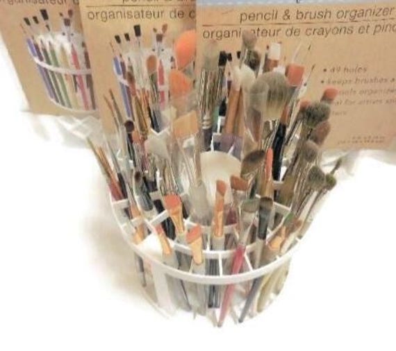 Artist Paint Brush Organizer Caddy, Art Supplies Storage, Desk Brush or Pen Holder