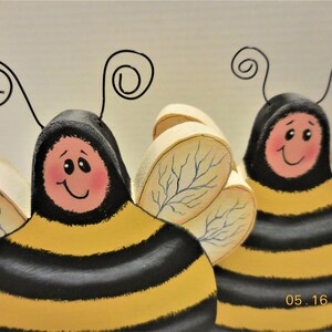 Honey Bee Tiered Tray Decor Tole Painted Bee Shelf Sitter Bumble Bee Decoration image 5