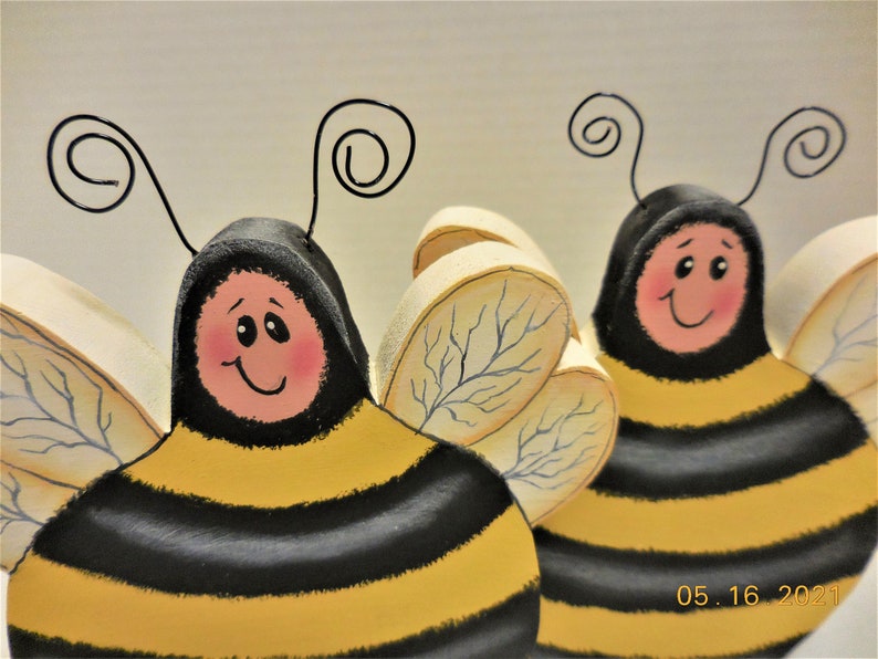 Honey Bee Tiered Tray Decor Tole Painted Bee Shelf Sitter Bumble Bee Decoration image 5