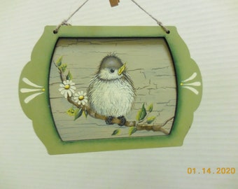 Chickadee Bird Plaque | Tole Painted Wall Decor