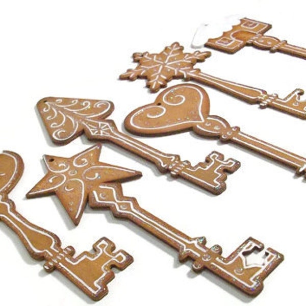 RESERVED FOR JILL = Five Handpainted Gingerbread Wooden Keys