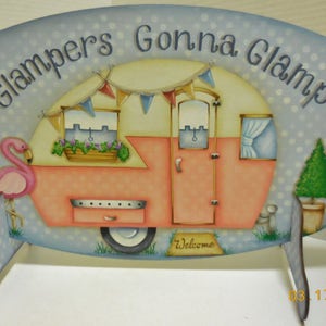 Glampers Gonna Glamp Sign Retro Camper Sign Vintage Style Trailer Camping Sign image 6